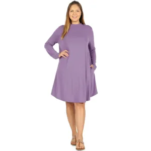 Zenana premium PLUS PREMIUM MOCK NECK LONG SLEEVE DRESS POCKETS StyleNo: 1703XPBY CATHY BURGESS